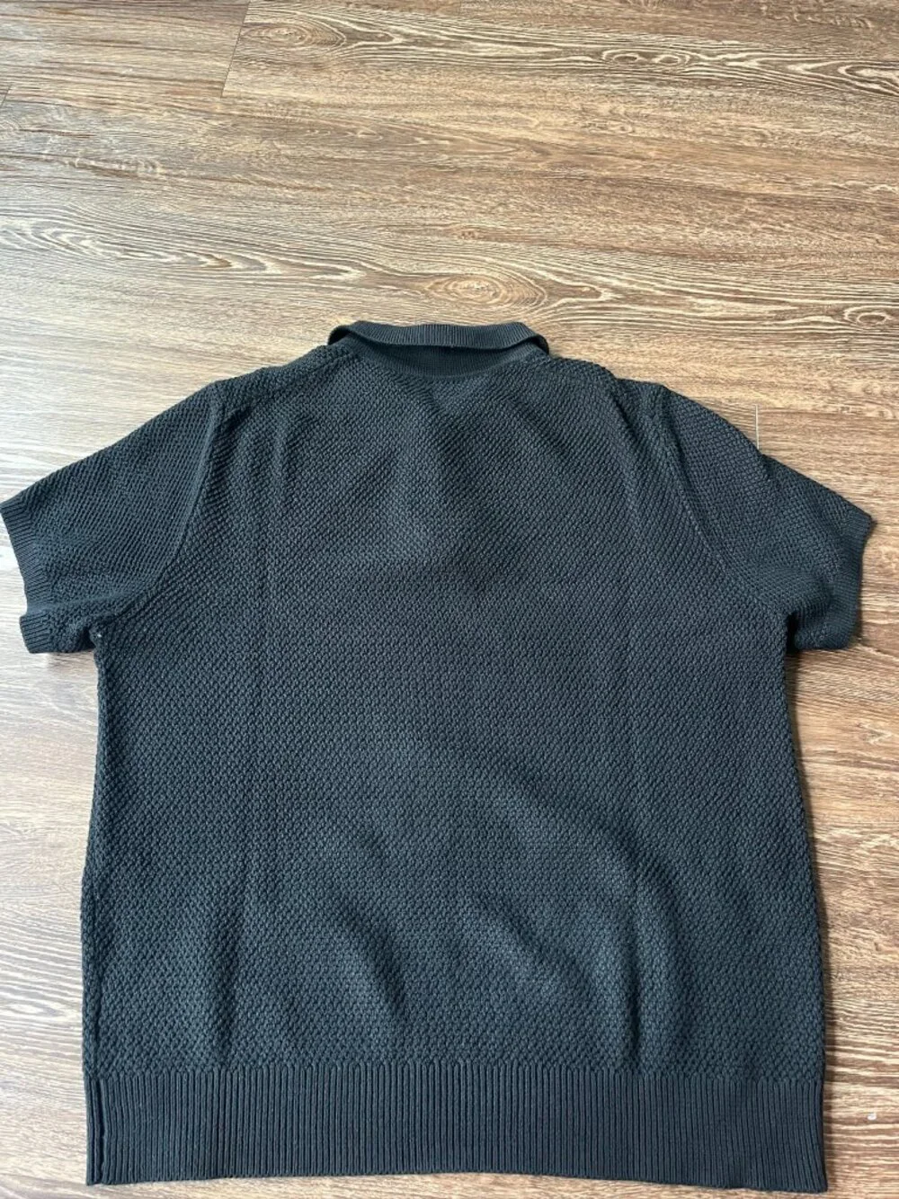 J. Crew Short sleeve cotton seed stitch sweater polo Sz XL Black